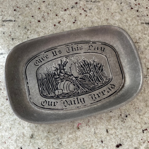 Vintage “Give Us This Day Our Daily Bread” pewter bread plate - Picture 1 of 4